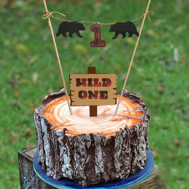 HEETON Lumberjack First Birthday Wild One Cake Topper Party Supplies Decorations,Christmas Buffalo Plaid Camping Wild Bear 1st Birthday Party High Chair Baby Boy Photo Photo - PawsPlanet Australia
