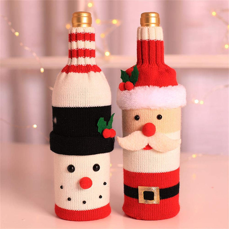 Cute Christmas Sweater Wine Bottle Cover, Handmade Wine Bottle Sweater for Christmas Decorations Cute Christmas Sweater Party Decorations 2pcs - PawsPlanet Australia