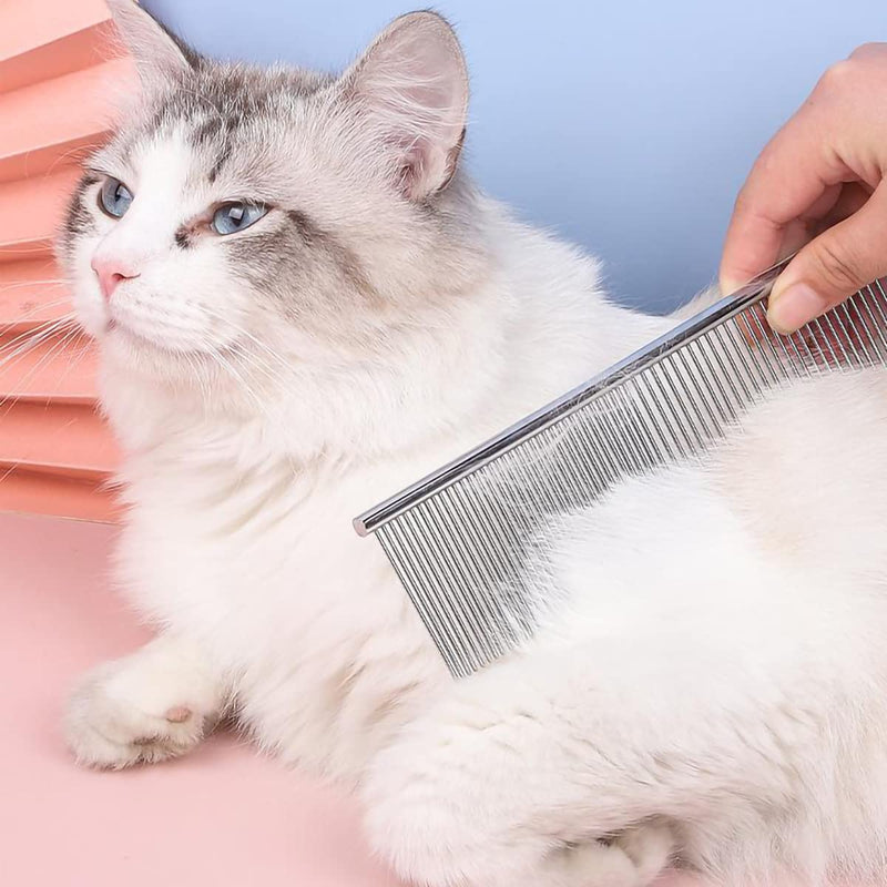 Pack of 2, pet dog grooming combs, stainless steel pet comb, stainless steel pet comb, metal dog comb, for removing tangles and knots, for large, medium and small pets - PawsPlanet Australia