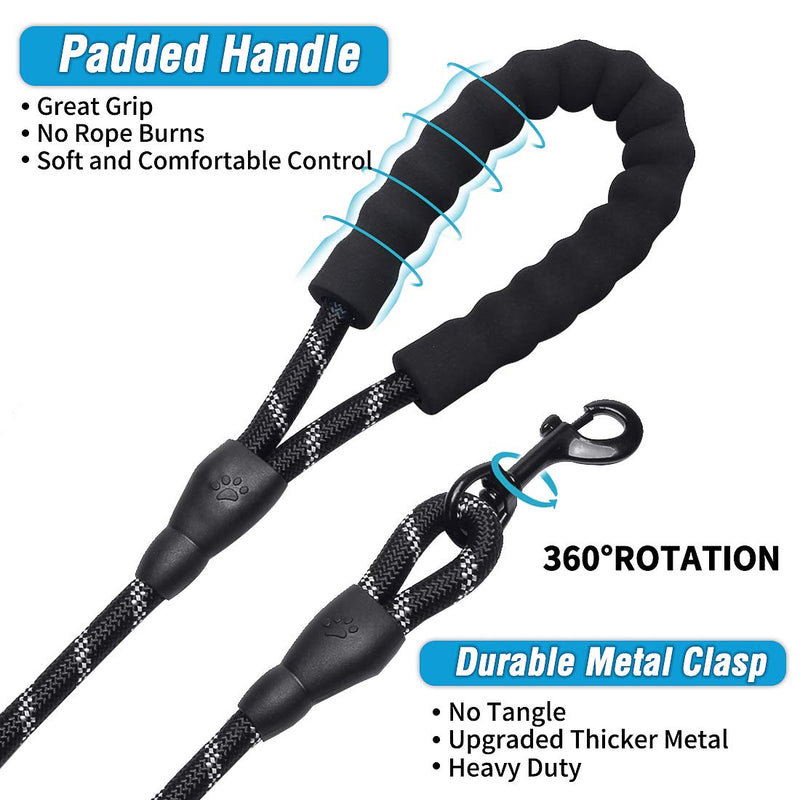 ZOVJCY 2/5/6/10 FT Strong Dog Leash - Comfortable Padded Handle - Jacquard Reflective Dog Leash for Small Medium and Large Dogs with Collapsible Pet Bow… 22- 10FT Grey 1/2'' (18~120lbs.) - PawsPlanet Australia