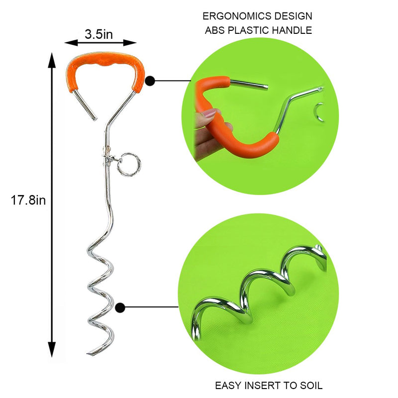 [Australia] - Petsidea Heavy Duty Dog Tie Out Cable and Stake Kits Fits Up to 60lb Pets, Plastic Handle Spiral Dogs Stake With 10Ft 16Ft 33Ft Cable for Yard Ground Outdoor Camping Walking 10 FT Red 