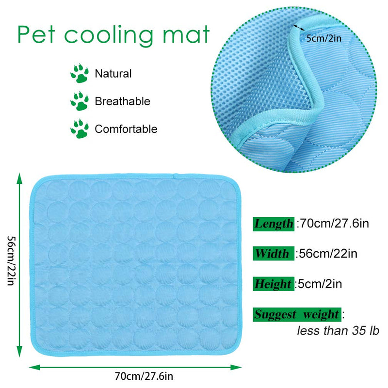 BESAZW Cooling Mat Pad for Dogs Cats Ice Silk Mat Cooling Blanket Cushion for Kennel/Sofa/Bed/Floor/Car Seats Cooling (Dog Cooling mat-Blue) L: 28 x 22 inches Blue - PawsPlanet Australia