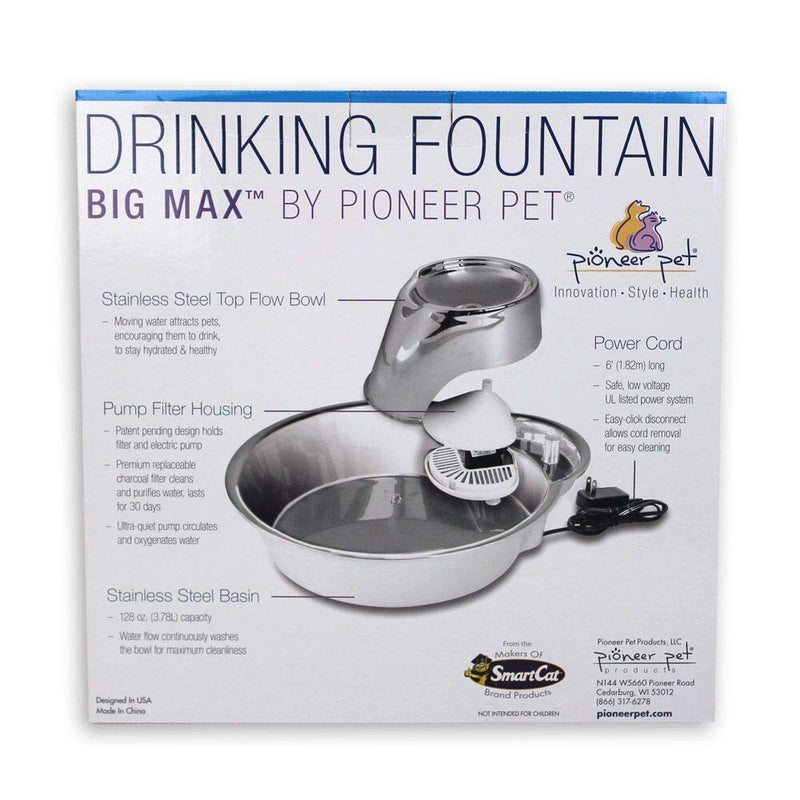 Pioneer Pet Drinking Fountain Big Max Design, Stainless Steel - PawsPlanet Australia