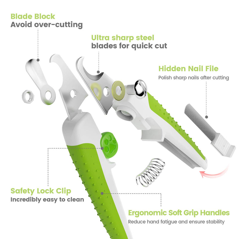 [Australia] - IOKHEIRA Dog Nail Clippers, Professional Pet Trimmer with Safety Guard to Avoid Over-Cutting, Free Nail File & Lock Switch, Professional Grooming Tools with Sturdy Non Slip Handles 