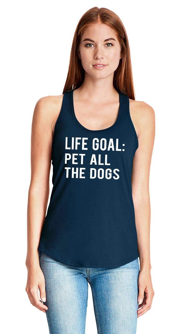 Comical Shirt Ladies Racerback Tank Life Goal Pet All The Dogs Navy XL - PawsPlanet Australia