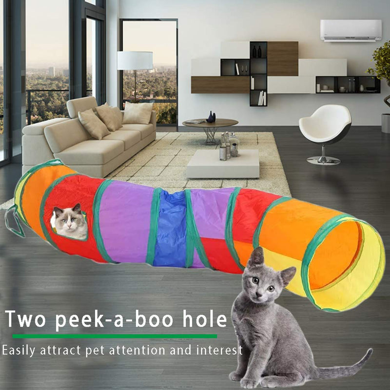 ACEONE Cat Tunnel for Indoor Cats, Pet Play Tunnel and Tube Toy, Cat Collapsible Interactive S-Tunnel for Kitten Rabbit Puppy Ferret Tunnel only - PawsPlanet Australia