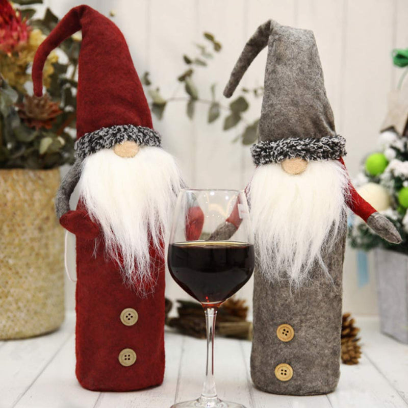 Christmas Wine Bottle Cover Bags, Santa Wine Bottle Cover Gift Bag, Gnome Bottle Topper Cover for Xmas Holiday Table Decorations 3 Pack - PawsPlanet Australia