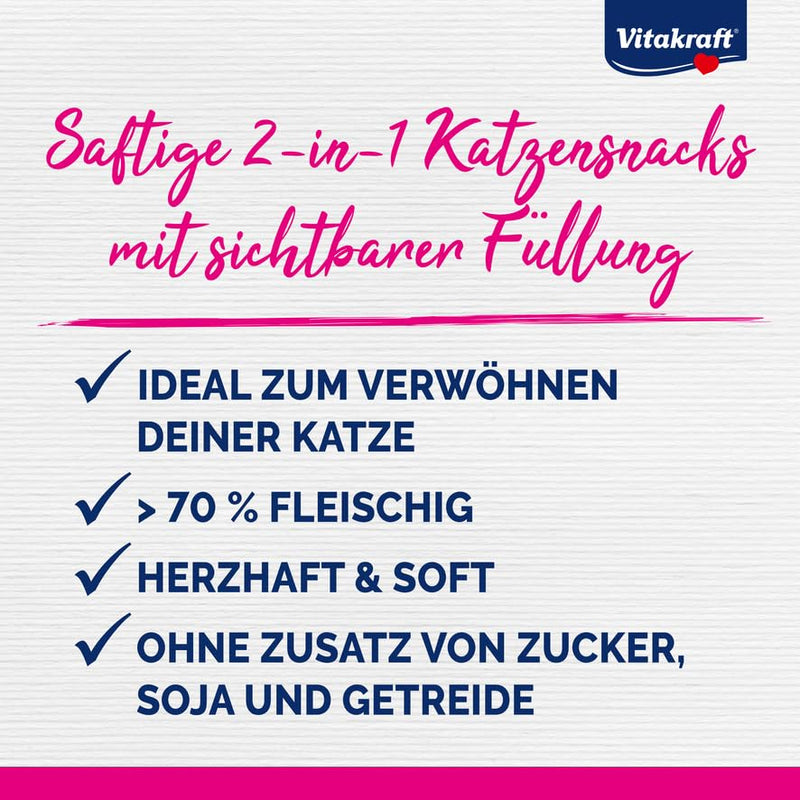 Vitakraft Cat Yums, cat snack, with hearty liver sausage, extra meaty, with visible filling, in a resealable bag (1x 40g) - PawsPlanet Australia