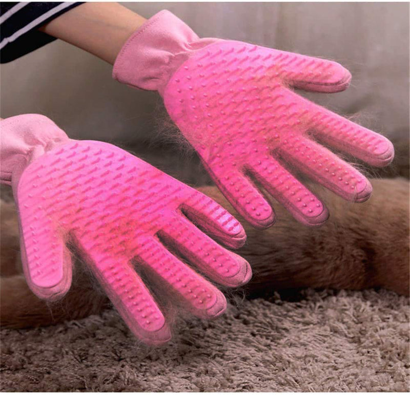 Bluleki Pet Grooming Gloves- Left & Right - for Cats, Dogs & Horses - Hair Remover Glove - Massage Tool with Enhanced Five Finger Design - cat Hair Remover- Ninja Glove (Pink) - PawsPlanet Australia