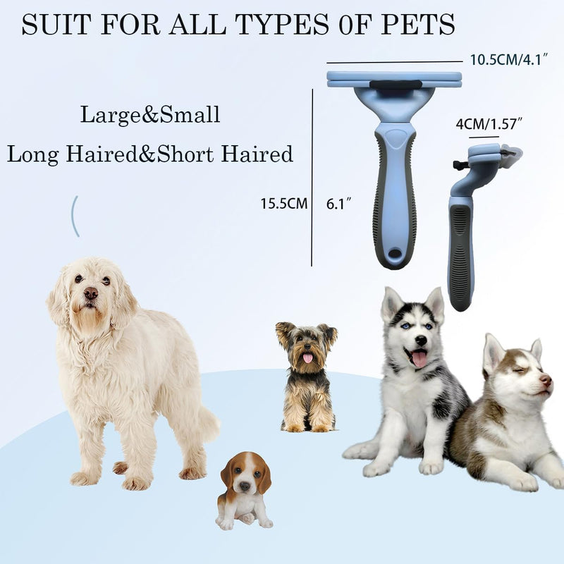 CUESVAP dog brush undercoat, professional cat brush easily removes dead hair, stainless steel undercoat brush for short hair and long hair, dogs and cats blue - PawsPlanet Australia