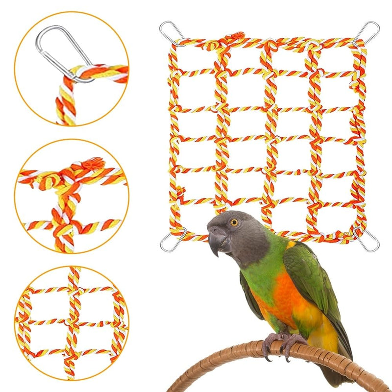 Budgie Climbing Net, Colorful Bird Rope Climbing Net, Small Animal Grid Hammock Hanging Toy for Bird, Parrot, Small Animal, Hamster, Squirrel, 28x20 cm green - PawsPlanet Australia