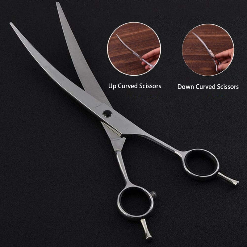 [Australia] - PoKids Curved Dog Scissors 7" for Pet Grooming Scissors Professional and Stainless Steel Sharp Blade Cutting 