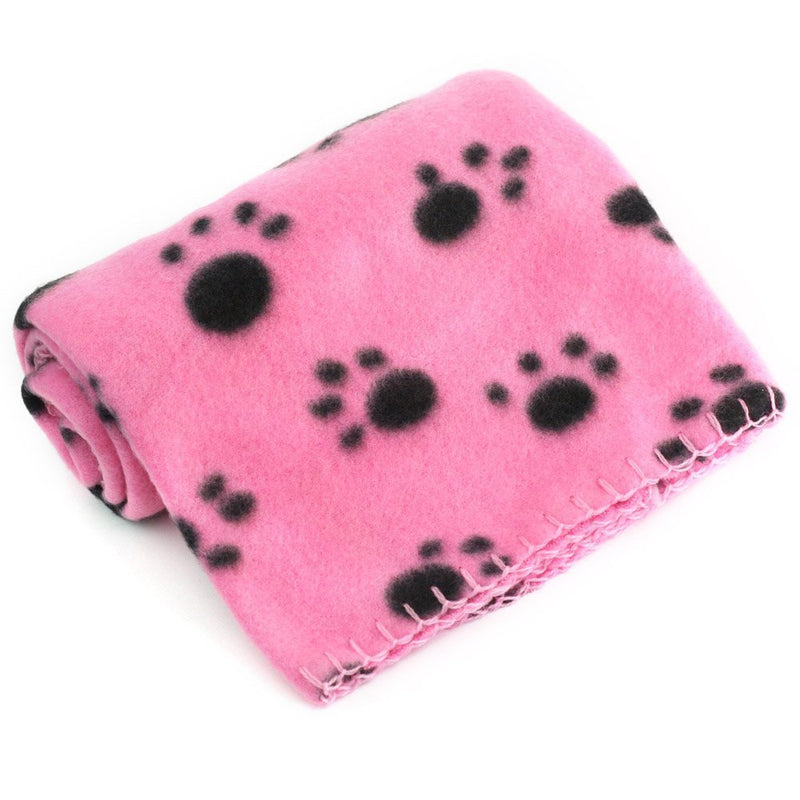 [Australia] - Yonisun Pet Dog Cat Puppy Kitten Soft Blanket Doggy Warm Bed Mat Paw Print Cushion Pink 