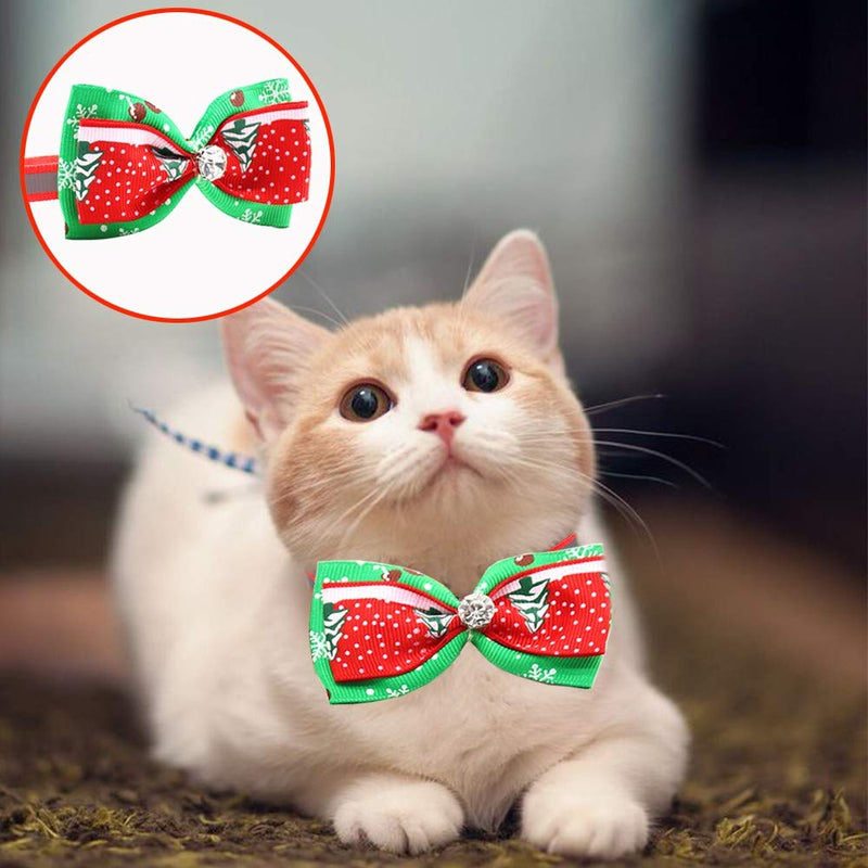 kungfu Mall Pet Cat Dog Collar Christmas Bow Tie Adjustable Pet Collars Bowtie Lovely Sweet Neck Decoration Christmas Tree Snow Pattern Party Wedding Decor - PawsPlanet Australia