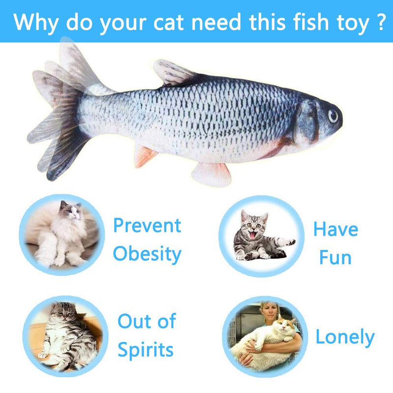 [Australia] - BROUYOUE Electric Moving Fish Cat Toy Realistic Flopping Wagging Fish Cat Toy Catnip Plush Simulation Kicker Toys Motion Kitten Toy Fun Toy for Cat Exercise Interactive A 