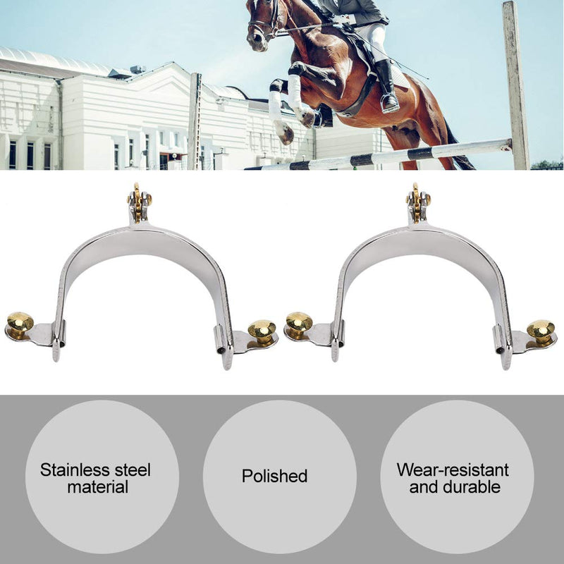 Cikonielf Spurs Horse Spurs Western Stainless Steel Horse Roping Spurs with Brass Gear for Men for Riding Equestrian To Horse - PawsPlanet Australia