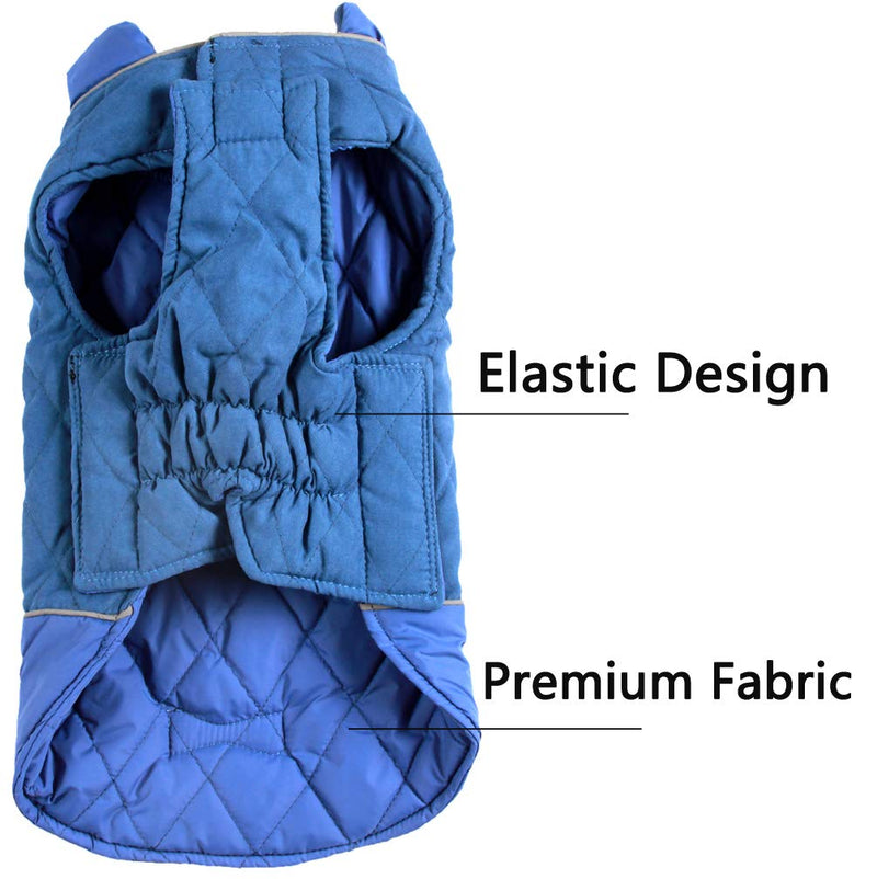 JoyDaog Reversible Dog Coats for Small Dogs Waterproof Warm Cotton Puppy Jacket for Cold Winter,Blue XS XS (Pack of 1) Blue - PawsPlanet Australia