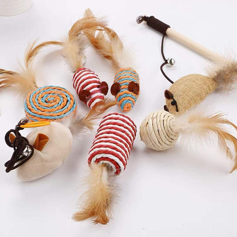 STAJOY Cat Feather Toys Set with 7Packs Feather Ball Mice Interactive  Cat Toys - PawsPlanet Australia