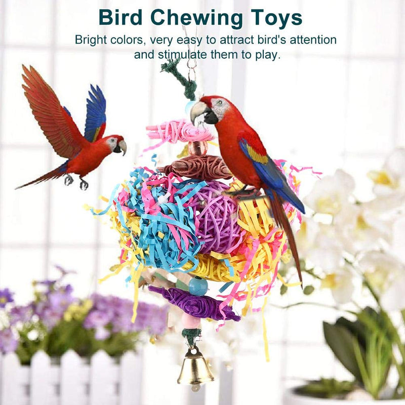 Parrot Shredding Toys Colorful Paper Strips Bird Chew Toy Bamboo weaving Bird Shredders Toy Foraging Hanging Toy for Budgie Parakeet Cockatiel Conure - PawsPlanet Australia