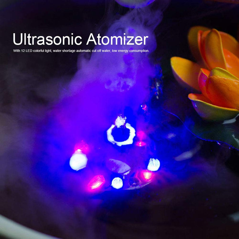 Pssopp Aquarium Mist Maker Aquarium LED Light Mist Maker Fogger Water Fountain Pond Fog Machine Atomizer Air Humidifier with 12 LED Light - PawsPlanet Australia