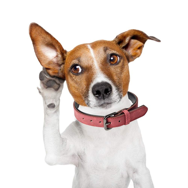 MiOYOOW Leather Dog Collar, Adjustable Pet Collar Necksize 32cm-58cm, Lightweight Outdoor Training Collars for Dogs L coffee - PawsPlanet Australia