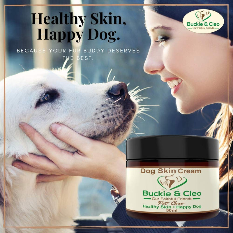 Buckie & Cleo Dog Skin Cream - Natural Soothing Balm For Sore, Itchy, Dry Or Irritated Skin. Ease Discomfort From Insect Bites. 50ml Jar Of Quality Natural Pet Care - PawsPlanet Australia