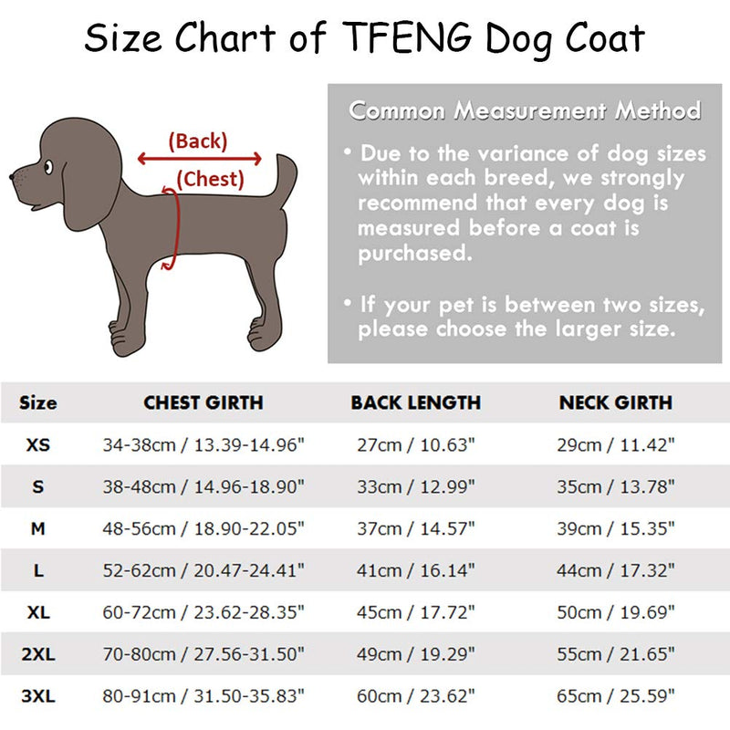 TFENG Reflective Dog Jacket Reversible Dog Coat Warm Padded Puffer Dog Vest Puppy Jacket Red XS XS (Chest: 34-38cm, Back: 27cm) - PawsPlanet Australia