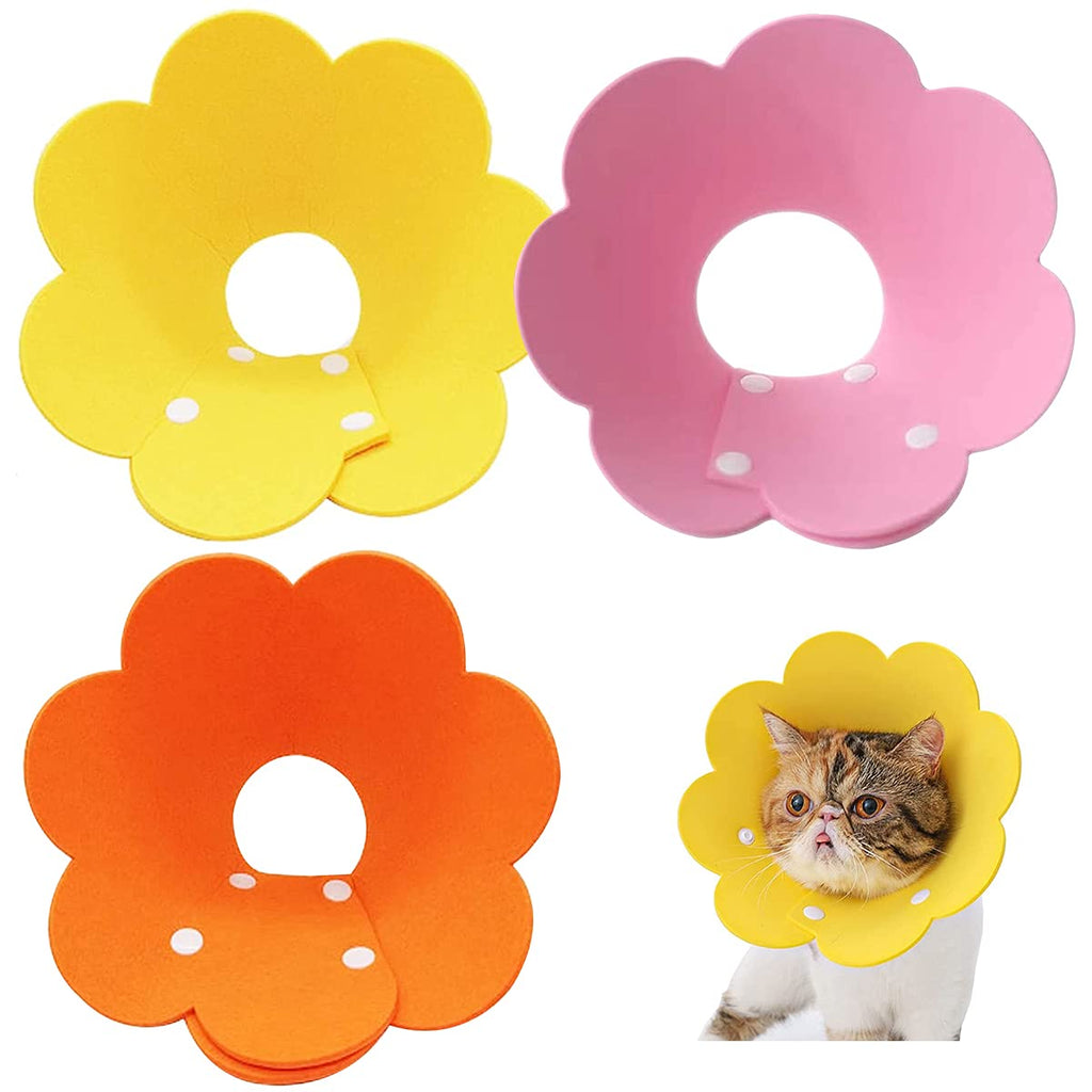 NC Pet Neck Brace 3PCS TAIZER Neck Brace Cat Neck Brace Dog Protective Collar Cone Collars Made of Plastic Adjustable Collar After Surgery or Wound in Yellow Pink Orange - PawsPlanet Australia