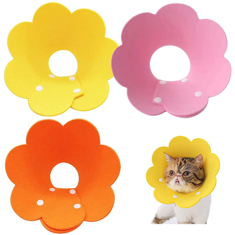 NC Pet Neck Brace 3PCS TAIZER Neck Brace Cat Neck Brace Dog Protective Collar Cone Collars Made of Plastic Adjustable Collar After Surgery or Wound in Yellow Pink Orange - PawsPlanet Australia