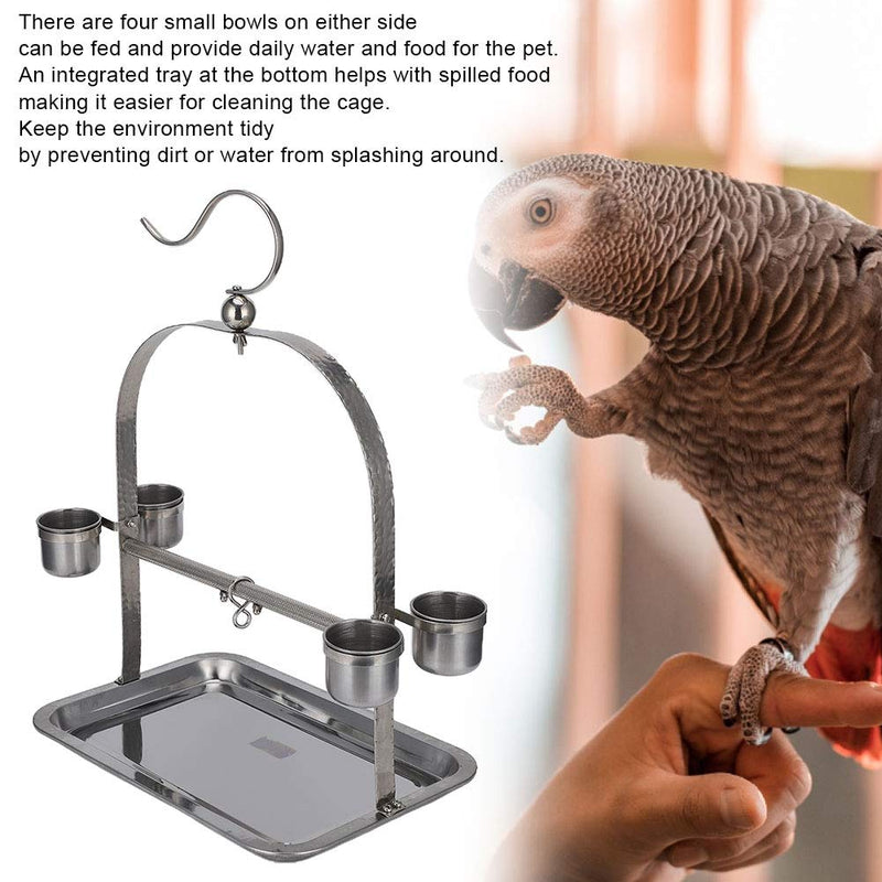 AMONIDA Stainless Steel Stand, Stand Cage Stand Feeder, with 4 Feeder Cup Parrots for Cockatoo - PawsPlanet Australia