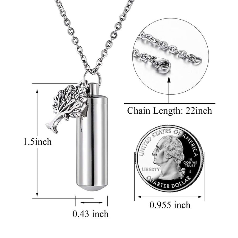 [Australia] - HooAMI Tree of Life Cylinder Cremation Urn Necklace/Keychain Keepsake Ashes Pendant Memorial Jewelry A Tree 