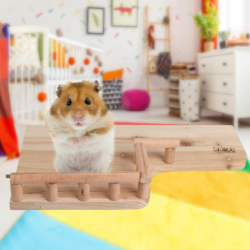 Fdit Hamster Platform Natural Wooden Small Animals Stand Platform Pet Springboard Climbing Toy with Railing for Chinchilla Guinea Pigs Small to Medium Birds - PawsPlanet Australia