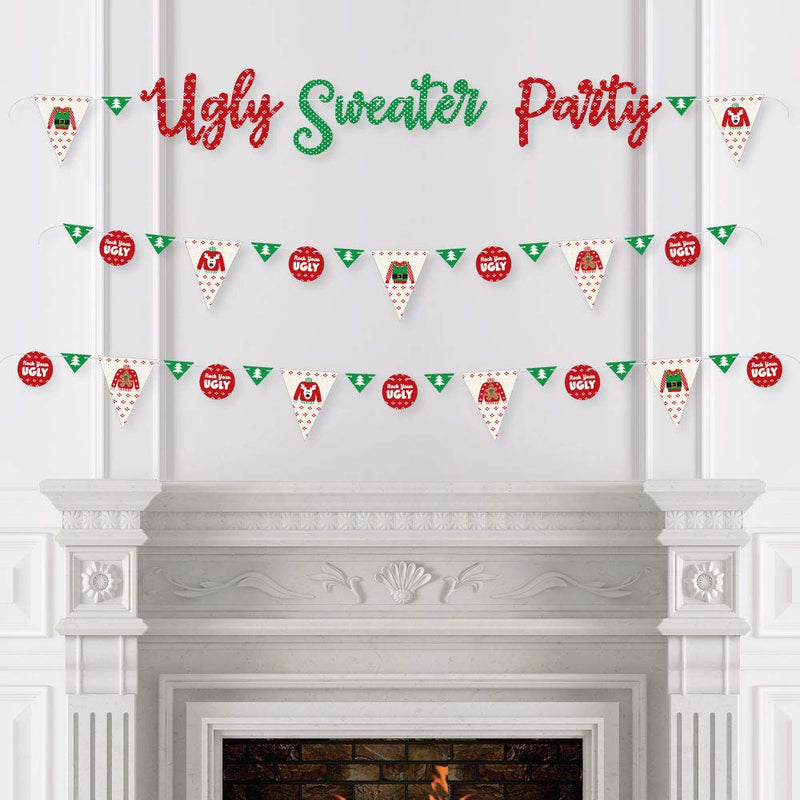 Big Dot of Happiness Ugly Sweater - Holiday and Christmas Party Letter Banner Decoration - 36 Banner Cutouts and Ugly Sweater Party Banner Letters - PawsPlanet Australia