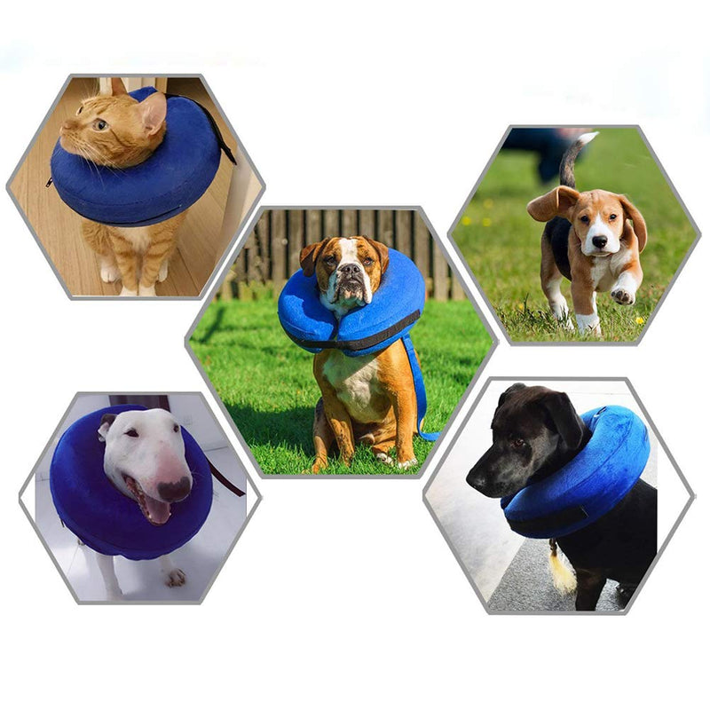 UKCOCO Pet Protective Inflatable Collar, Pet Recovery Wound Healing Protective Collar, Anti-bite Soft Collar for Dogs and Cats After Surgery - Size M (Blue) - PawsPlanet Australia