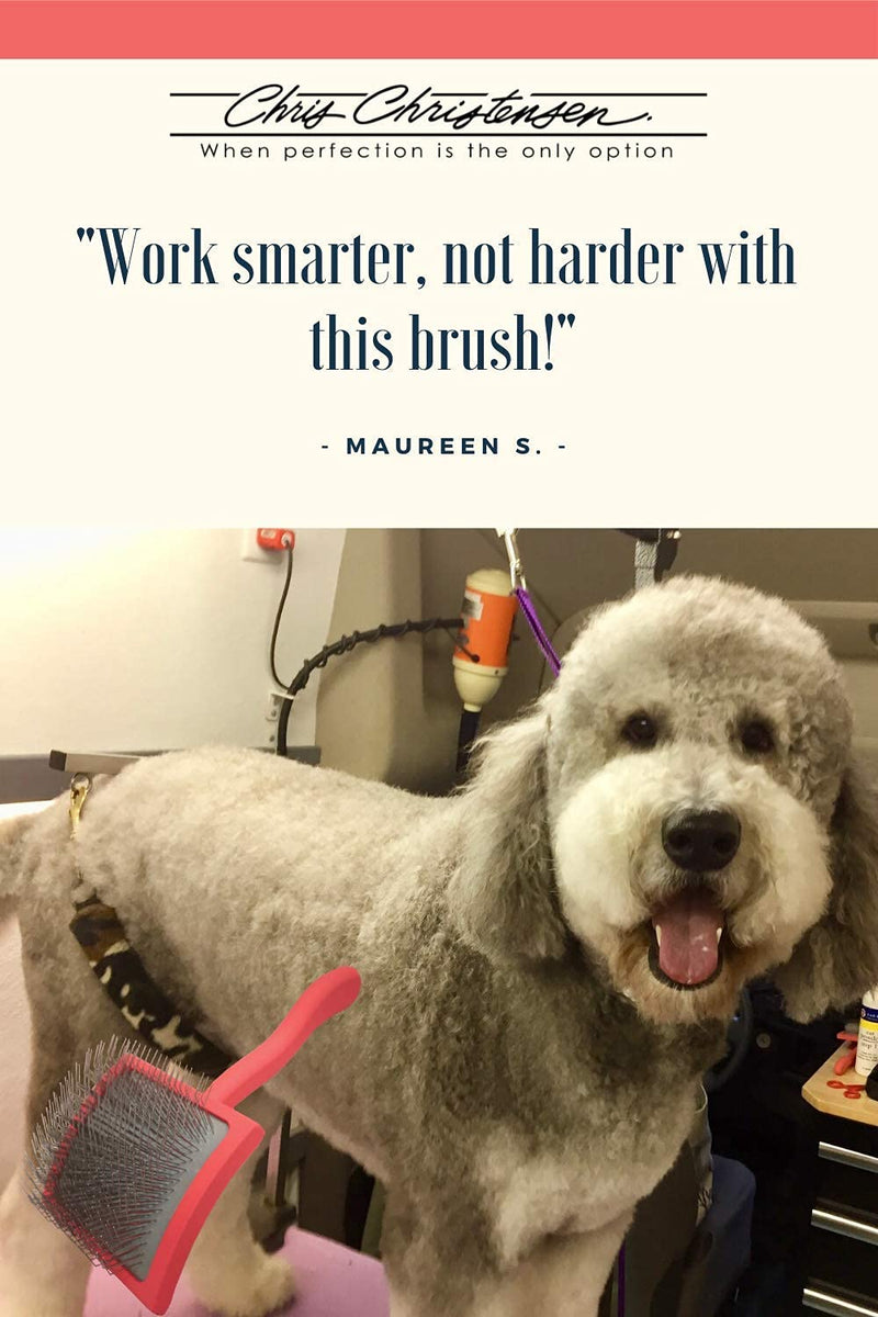 Chris Christensen Big K Dog Slicker Brush, Groom Like a Professional, Fluff Detangle Style, Saves Time Energy, Black, Large L - PawsPlanet Australia