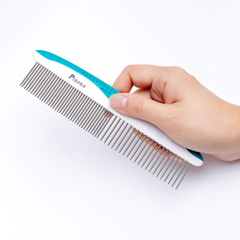 Piepea Pet Comb, Stainless Steel Teeth Comb for Dogs & Cats, Pet Hair Comb for Home Grooming Kit, Removes Knots, Mats and Tangles, 7 1/4" - PawsPlanet Australia