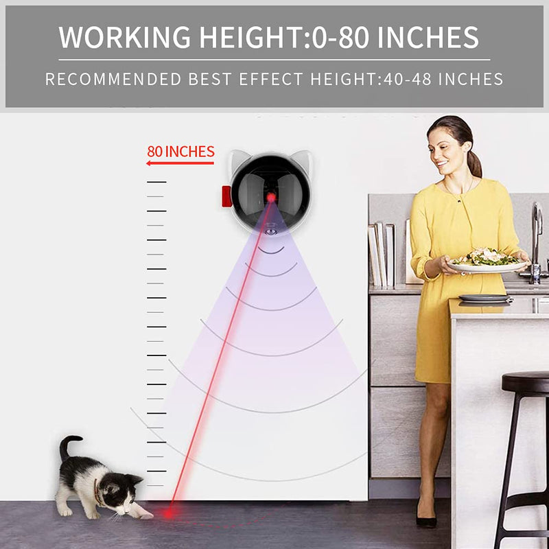Rechargeable Motion Activated Cat Laser Toy Automatic,Interactive Cat Toys for Indoor Kitten/Dogs/Puppy,Three Installation Methods,Fast and Slow Mode L - PawsPlanet Australia