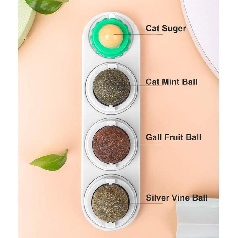 PNNNU catnip toys for cats, Catnip Toys 4 in 1 Self-Adhesive Edible Catnip Toys,Rotatable Licking Treats Stick-on Wall Toy for Cats Kitten - PawsPlanet Australia