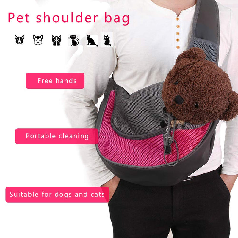 Zwini Pet Carrier Hand Free Sling Puppy Carry Bag Small Dog Cat Traverl Carrier with Breathable Mesh Pouch for Outdoor Travel Walking Subway 12LB (Pink) - PawsPlanet Australia