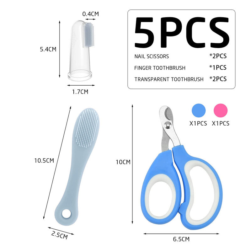 PFLYPF 2 x Cat Claw Trimmer with 1 Finger Toothbrush and 2 Clear Toothbrushes Pet Nail Care Tool for Small Animals - PawsPlanet Australia