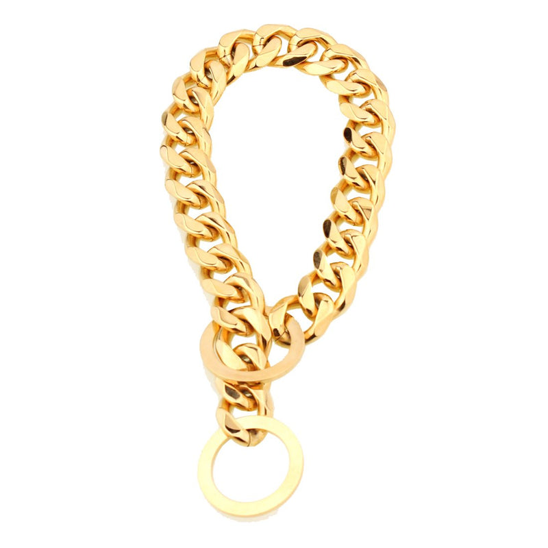 [Australia] - GZMZC 12/15/19mm Strong Gold Plated Stainless Steel Choker Dog Pet Chain Collars Necklace 12-36inch 12mm width 12" recommend dog's neck:8" 