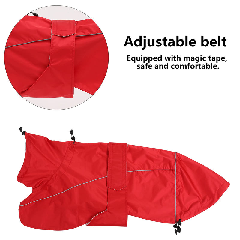 Greyhound Lurcher Raincoat, Whippet Rain Gear with Reflective Bar, Rain/Waterproof, Adjustable Bands and drawstring in Autumn and winter - Red - XS - PawsPlanet Australia