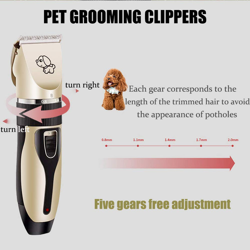 DoGeek Dog Grooming Kit Professional Pet Clippers 12 Set, Rechargeable Cordless and Low Noise for Dogs, Cats or Any Animals (12 PCS) 12 PCS - PawsPlanet Australia