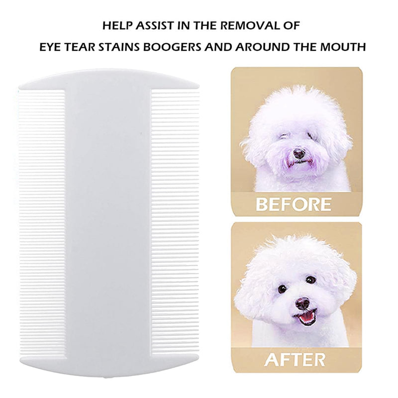 Mezrkuwr® Pack of 2 Fine Tooth Combs for Pets, Cat Dog Flea Comb Pet Comb Lice Comb Professional Dust Comb Flea Flea Comb Lice Combs Tear Stain Remover (White) - PawsPlanet Australia