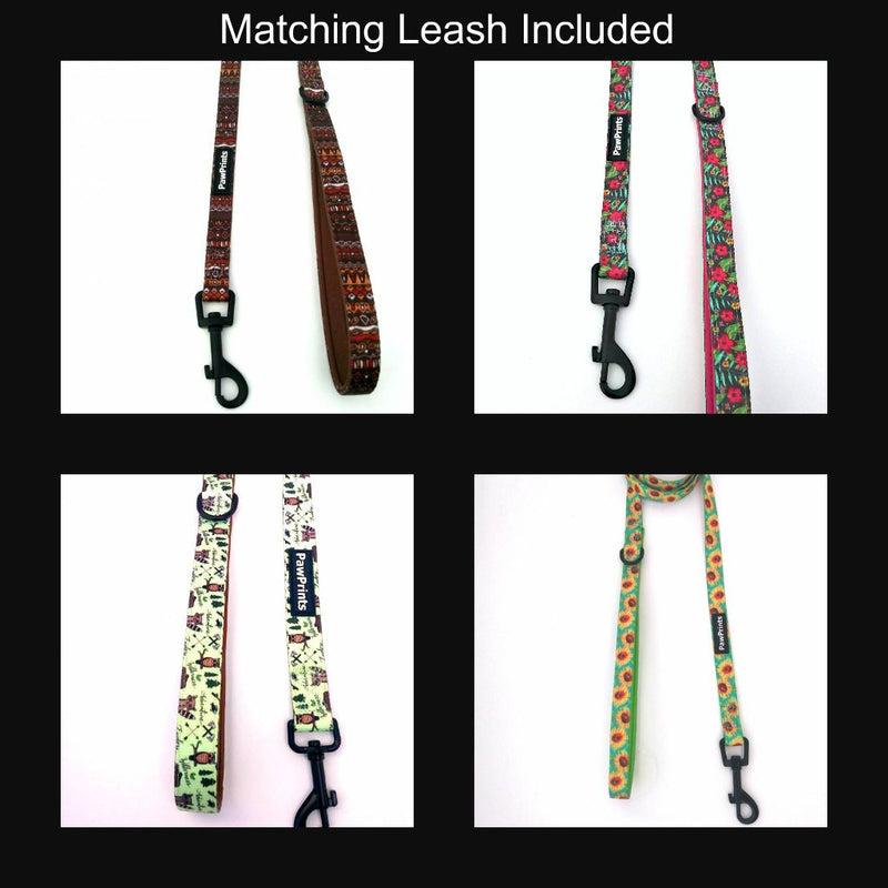 [Australia] - Paw Prints DOG harness leash SET NO CHOKE, LIGHT PADDING,NEOPRENE LINING,MADE OF BREATHABLE MATERIAL,ADJUSTABLE STRAPS,PROVIDES COMFORTABLE MAXIMUM CONTROL (Tribal Stripes, Small) 