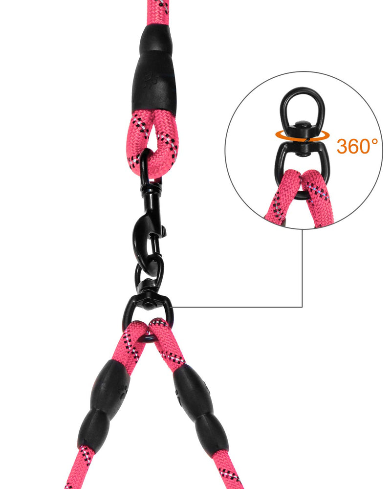 [Australia] - Taglory Double Dog Leash Coupler, Reflective Dual Leash 360°Tangle Free Soft Handle for Large Medium Small Dogs 30 Inches Pink 