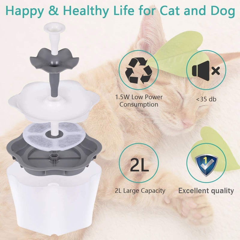 [Australia] - Cat Water Fountain 67oz Intelligent Power Off Automatic Pet Drinking Water Dispenser for Cats Dogs Small Animals, One Filter Includes 