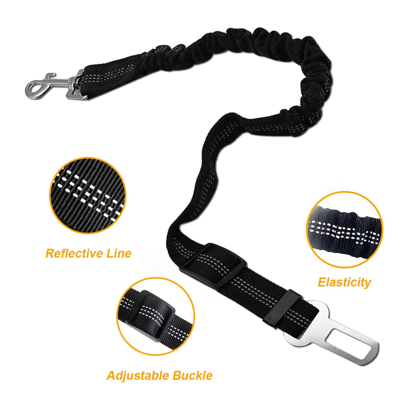 Car Seat Belt Dog Safety Harness for Small/Large/Medium Dogs Pack of 2 Black - PawsPlanet Australia