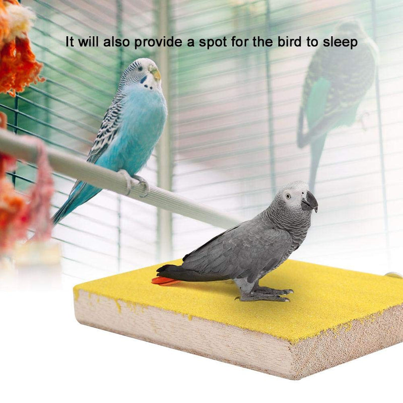 Bird Perch Stand Natural Wooden Rough Platform Frosted Board Bird Cage Perches Playground Paw Grinding Toys for Pet Parrot Hamster Squirrel(Yellow) Yellow - PawsPlanet Australia