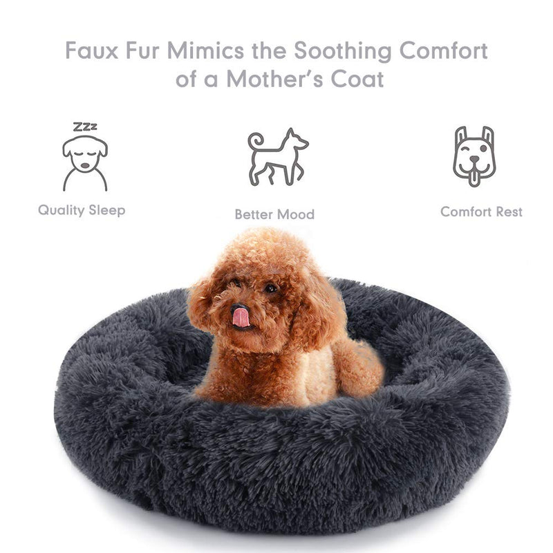 [Australia] - Dog Bed Cat Bed Donut, Comfortable Pet Bed Cuddler Ultra Soft Round Washable Dogs and Cats Cushion Bed with Sponge Non-Slip Bottom for Small Medium Pets 23.6'' Self Warming Indoor Snooze Sleeping Bed 